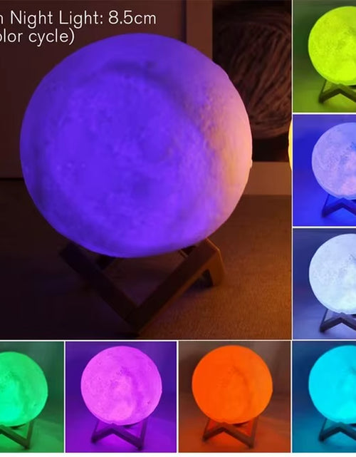 Load image into Gallery viewer, D5 Moon Lamp 8Cm LED Night Light Battery Powered with Stand Starry Lamp Bedroom Decor Nightlights Kids Gift Moon Lamp Xmas Gift

