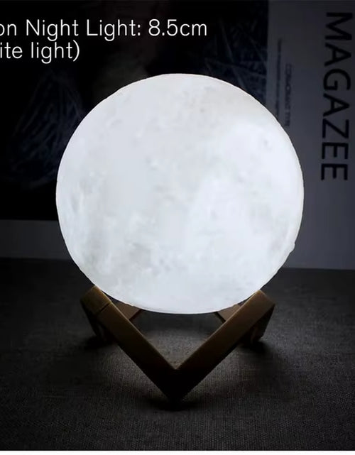 Load image into Gallery viewer, D5 Moon Lamp 8Cm LED Night Light Battery Powered with Stand Starry Lamp Bedroom Decor Nightlights Kids Gift Moon Lamp Xmas Gift
