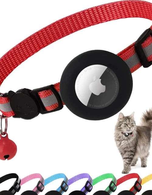 Load image into Gallery viewer, ATUBAN Airtag Cat Collar Breakaway, Reflective Kitten Collar with Apple Air Tag Holder and Bell for Girl Boy Cats, 0.4 Inches
