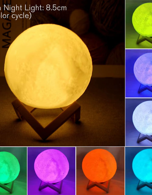 Load image into Gallery viewer, D5 Moon Lamp 8Cm LED Night Light Battery Powered with Stand Starry Lamp Bedroom Decor Nightlights Kids Gift Moon Lamp Xmas Gift
