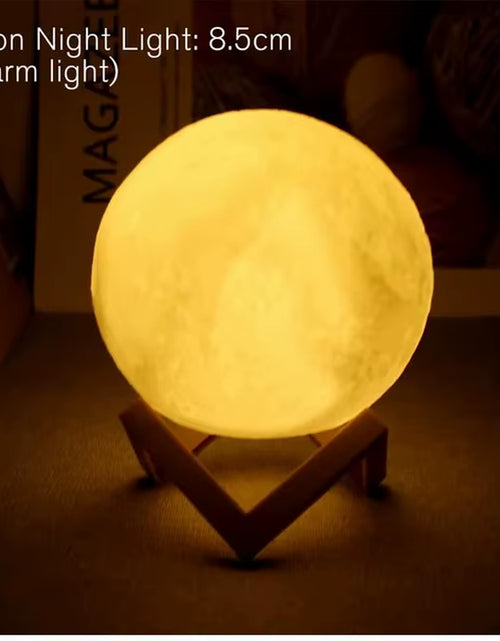 Load image into Gallery viewer, D5 Moon Lamp 8Cm LED Night Light Battery Powered with Stand Starry Lamp Bedroom Decor Nightlights Kids Gift Moon Lamp Xmas Gift

