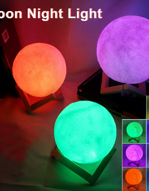 Load image into Gallery viewer, D5 Moon Lamp 8Cm LED Night Light Battery Powered with Stand Starry Lamp Bedroom Decor Nightlights Kids Gift Moon Lamp Xmas Gift
